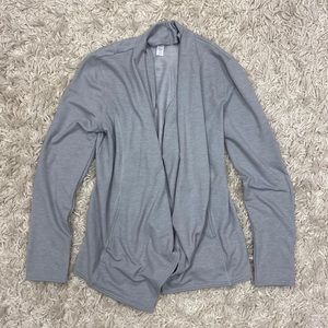 Gray open-front cardigan
